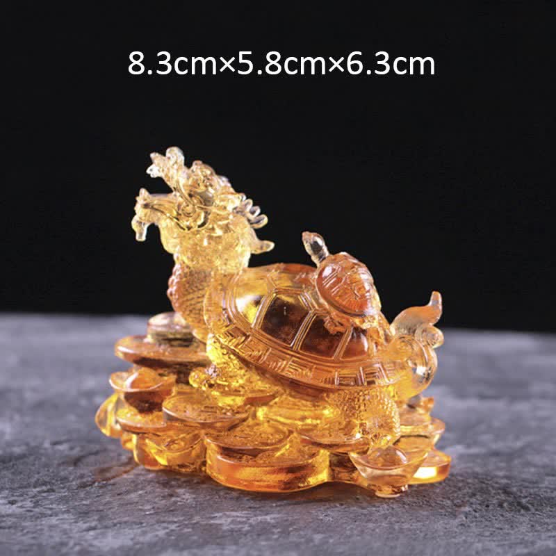 Buddha Stones Feng Shui Dragon Tortue Pièces de monnaie en cristal Liuli fait à la main Pièce d'art porte-bonheur Décoration de bureau à domicile