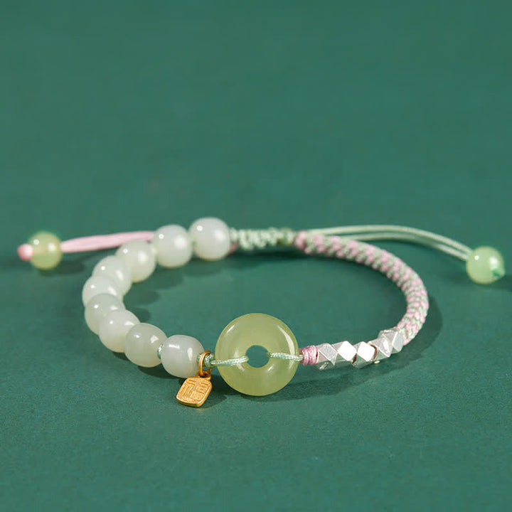 Bracelet porte-bonheur en perles de jade Hetian en argent sterling 925 Buddha Stones - Rose - image 18