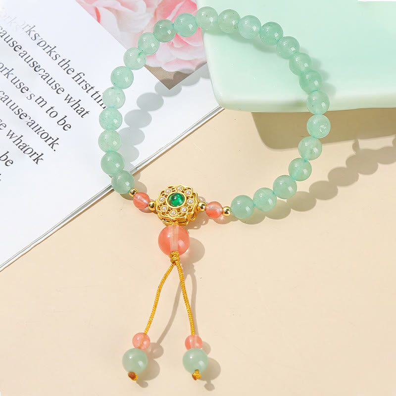 Buddha Stones Bracelet de perles de chance en Aventurine Verte