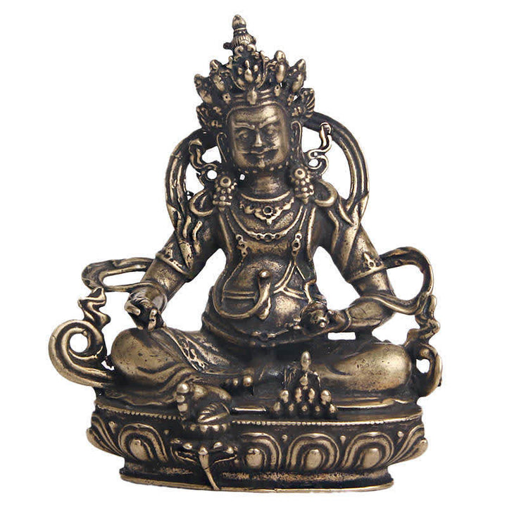 Buddha Stones Jaune Jambhala Bodhisattva Figurine Sérénité Statue en Cuivre Décoration