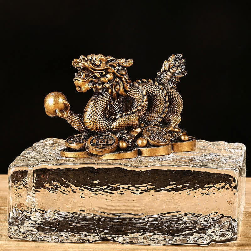 Buddha Stones Feng Shui Dragon Pièce de monnaie en cuivre Richesse Succès Chance Décoration - Brun - 11 cm x 6 cm x 7 cm - image 9