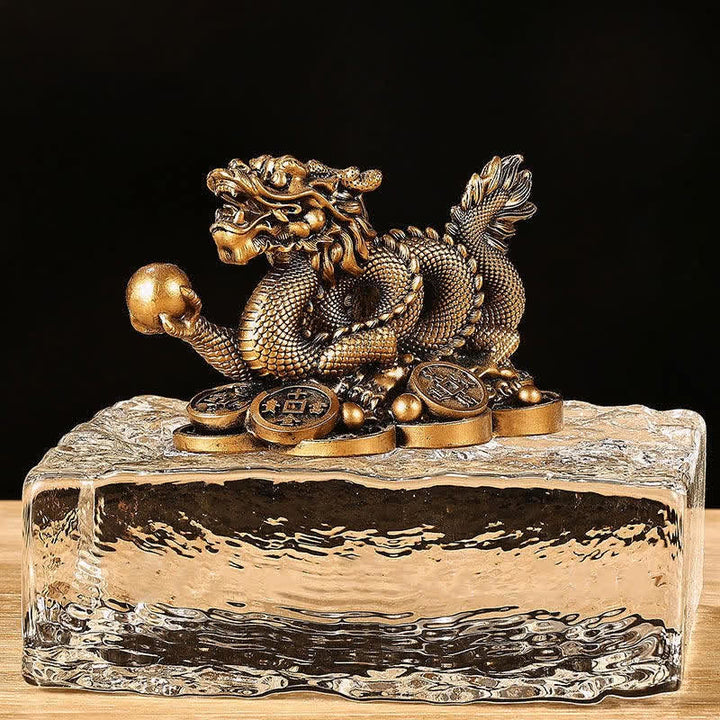 Buddha Stones Feng Shui Dragon Pièce de monnaie en cuivre Richesse Succès Chance Décoration