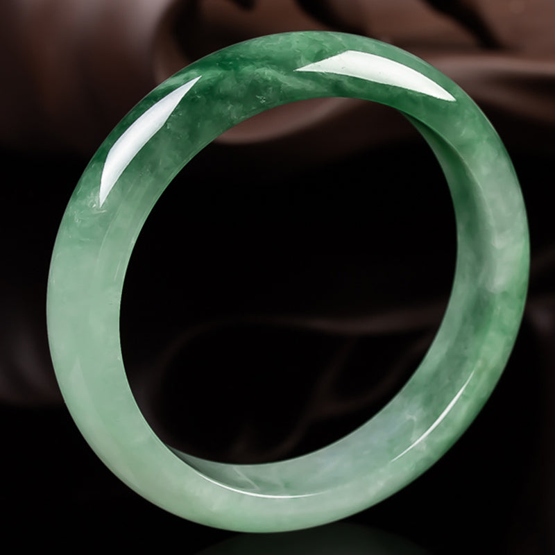 Bracelet jonc en jade naturel Buddha Stones et porte-bonheur