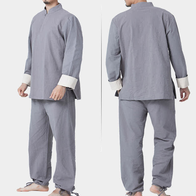 Ensemble de vêtements en coton et lin pour homme Buddha Stones, méditation spirituelle, zen, yoga, prière