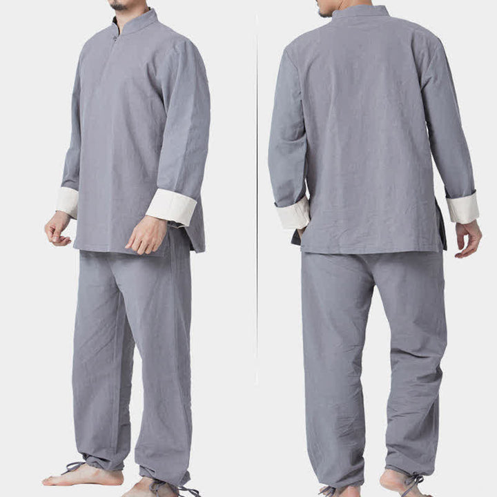 Ensemble de vêtements en coton et lin pour homme Buddha Stones, méditation spirituelle, zen, yoga, prière