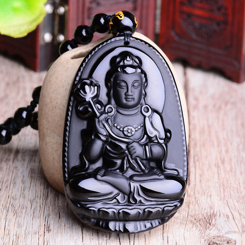 Collier pendentif amulette de protection Bouddha en obsidienne avec Buddha Stones et zodiaque chinois - image 5