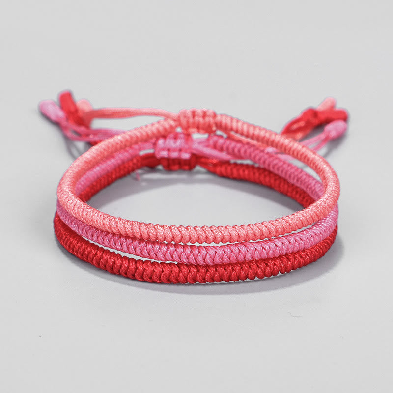 Bracelet tressé tibétain en 3 pièces avec Buddha Stones et protection des nœuds King Kong