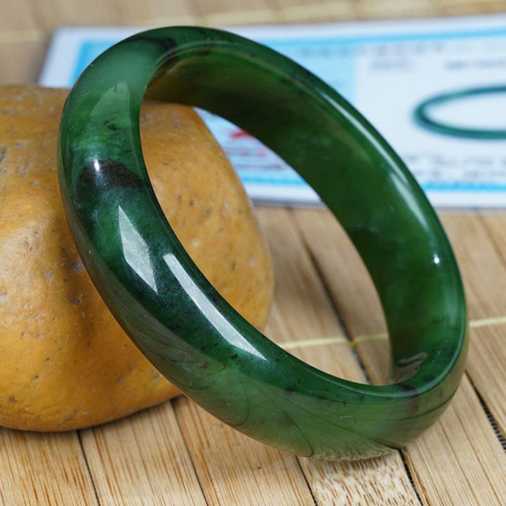 Bracelet de bonheur et de réussite en jade cyan naturel Hetian