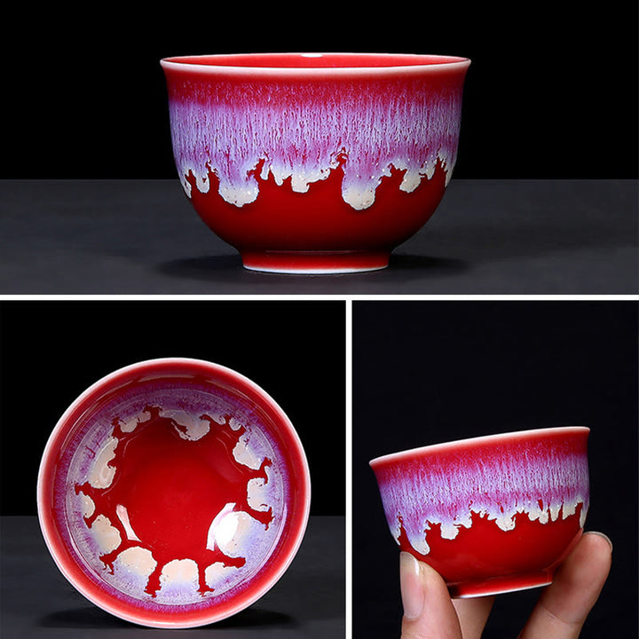Tasse à thé en céramique avec changement de glaçure au four chinois Jianzhan, Buddha Stones , tasse à thé Tenmoku Kung Fu