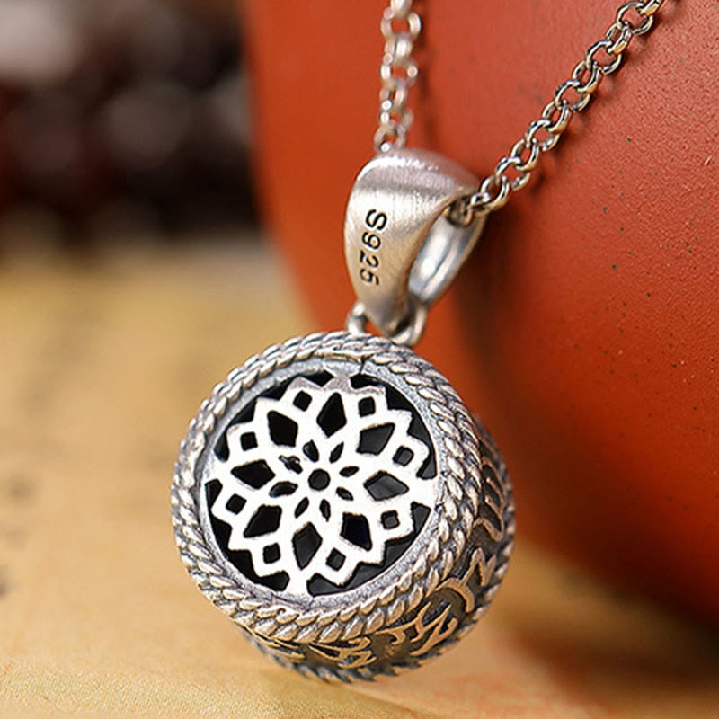 Collier pendentif en argent sterling 925 Buddha Stones , motif Om Mani Padme Hum, lazurite et lapis-lazuli, symbole d'amour et de paix. - image 4