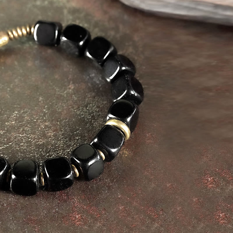 Bracelet couple force cuivre cristal obsidienne noire Buddha Stones - image 4
