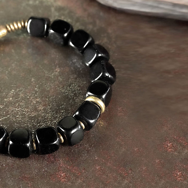 Bracelet couple force cuivre cristal obsidienne noire Buddha Stones - image 4