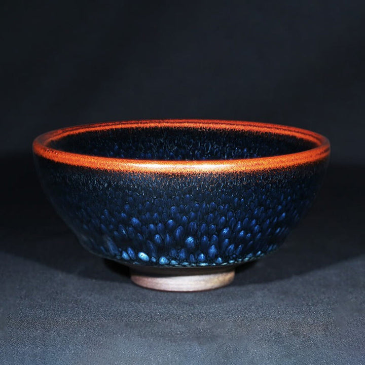 Tasse à thé en céramique chinoise Jianzhan faite à la main en Buddha Stones avec tache de Francolinus bleu