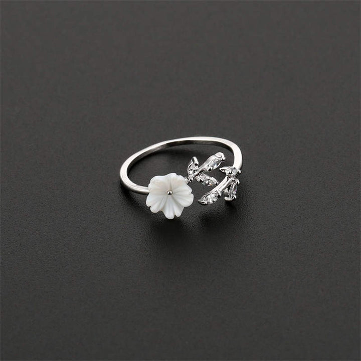 Buddha Stones Bague porte-bonheur en cuivre à motif de feuilles de prunier