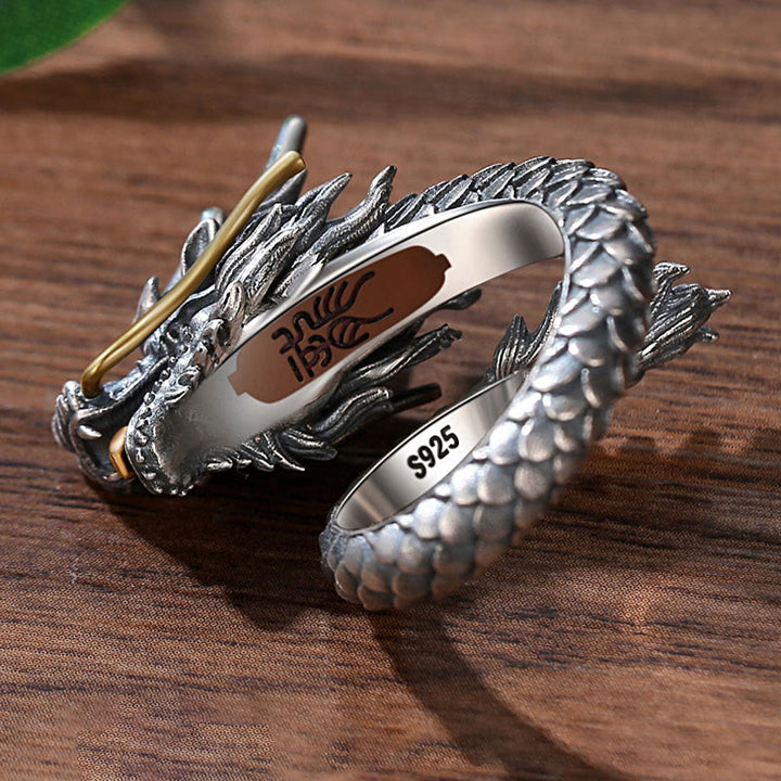 Bague ajustable en argent sterling 925 Buddha Stones et motif dragon vintage - image 9