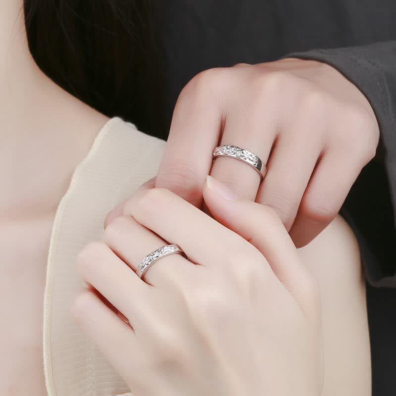 Bague de couple réglable en argent sterling 925 Buddha Stones PiXiu Balance