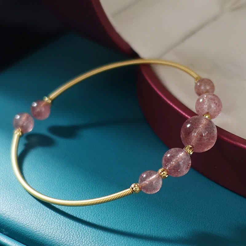 Bracelet de guérison d'amour en quartz fraise naturel Buddha Stones