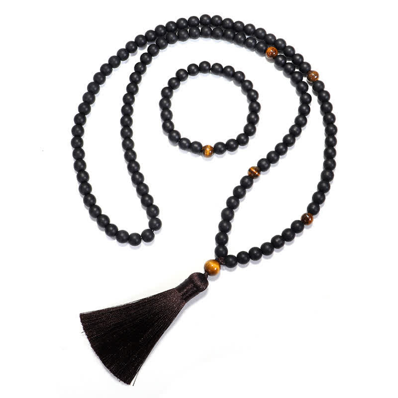 Buddha Stones en pierre givrée œil de tigre avec pendentif et équilibre