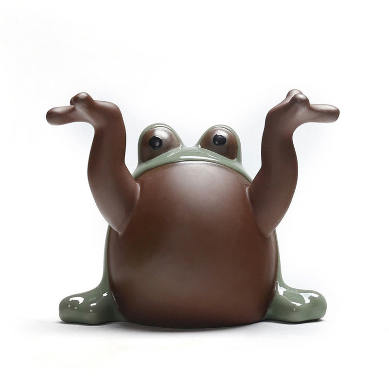 Figurine de grenouille porte-bonheur en céramique pour animal de compagnie, Buddha Stones FengShui, richesse, décoration