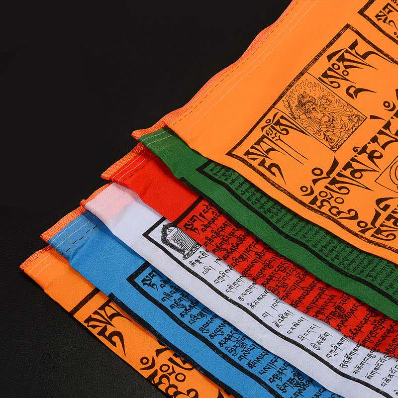 Buddha Stones Drapeaux de prière tibétains porte-bonheur à cinq couleurs représentant le cheval du vent (25 pièces) - image 17