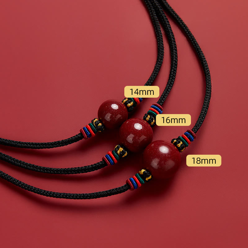 Collier avec pendentif en perles de cinabre et Buddha Stones