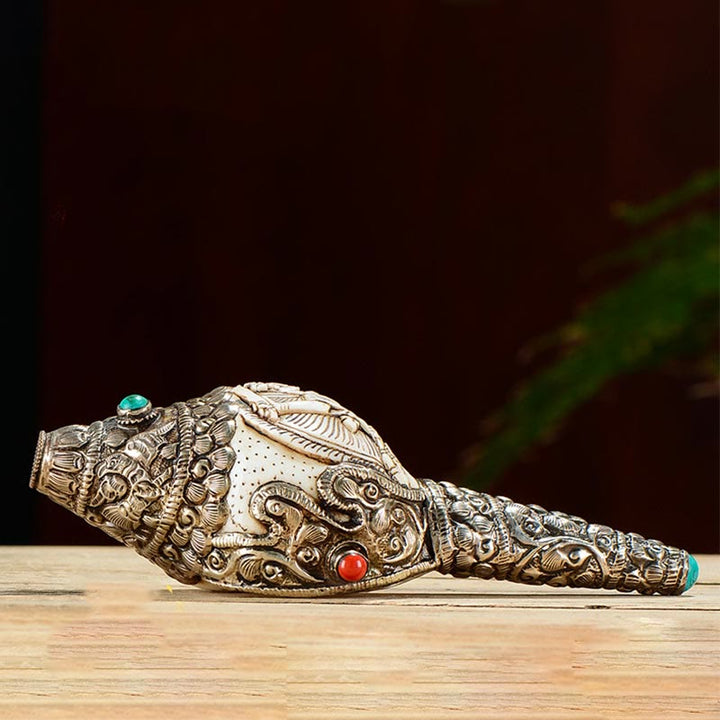 Coquillage de Bouddha Shankha gravé à la main tibétain, décoration positive de richesse - image 1