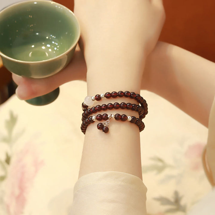 Bracelet triple tour en argent sterling 925 avec protection œil de chat et grenat naturel Buddha Stones - image 11