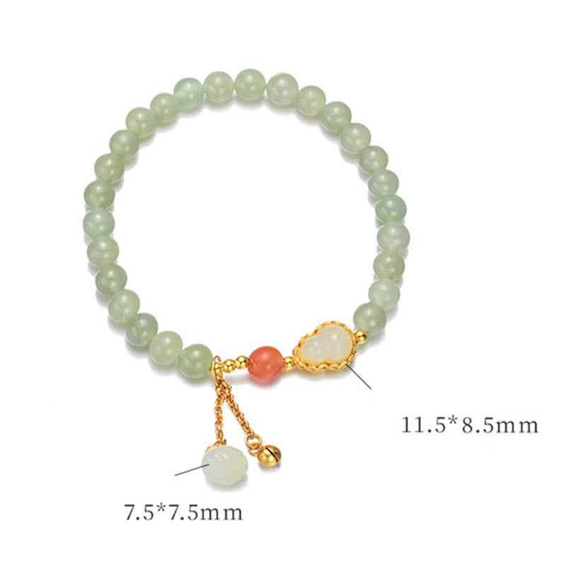 Bracelet porte-bonheur en argent sterling 925 avec calebasse en jade Hetian et lotus
