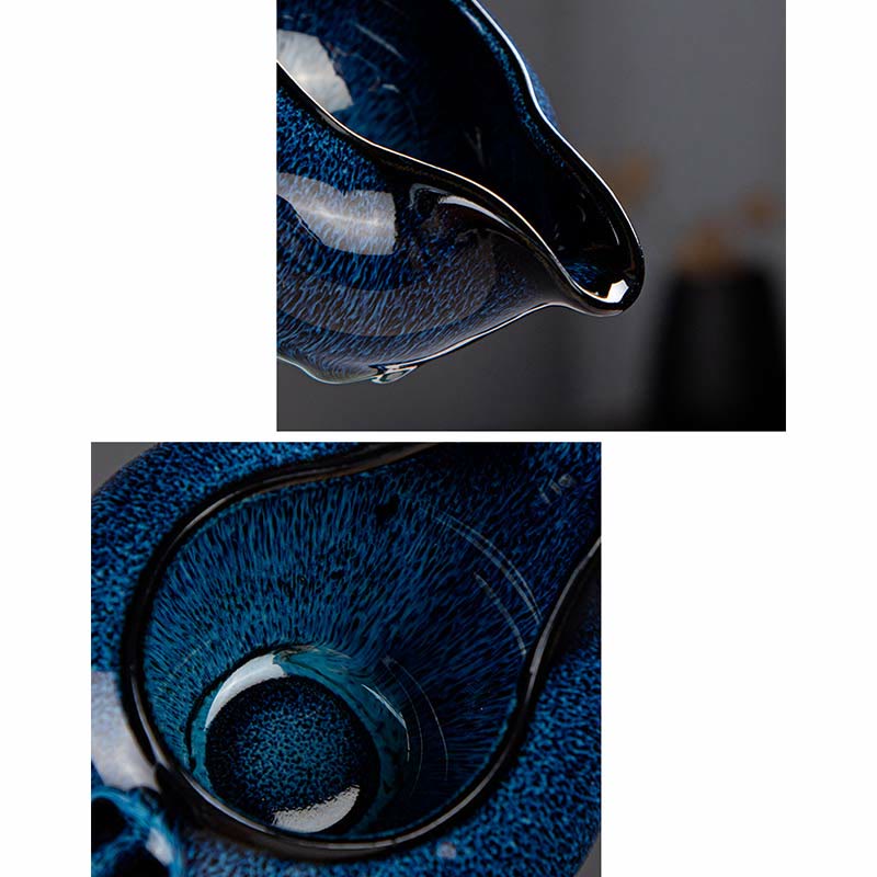 Coffret cadeau portable avec théière en céramique et théière chinoise Gongfu en dégradé de couleurs bleues et Buddha Stones - image 18