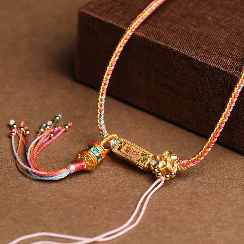Collier pendentif en cuivre avec Buddha Stones colorées