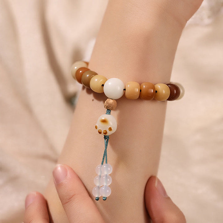 Buddha Stones Graine de Bodhi Naturelle Le Seigneur de la Forêt des Cadavres Bracelet de Sagesse Om Mani Padme Hum