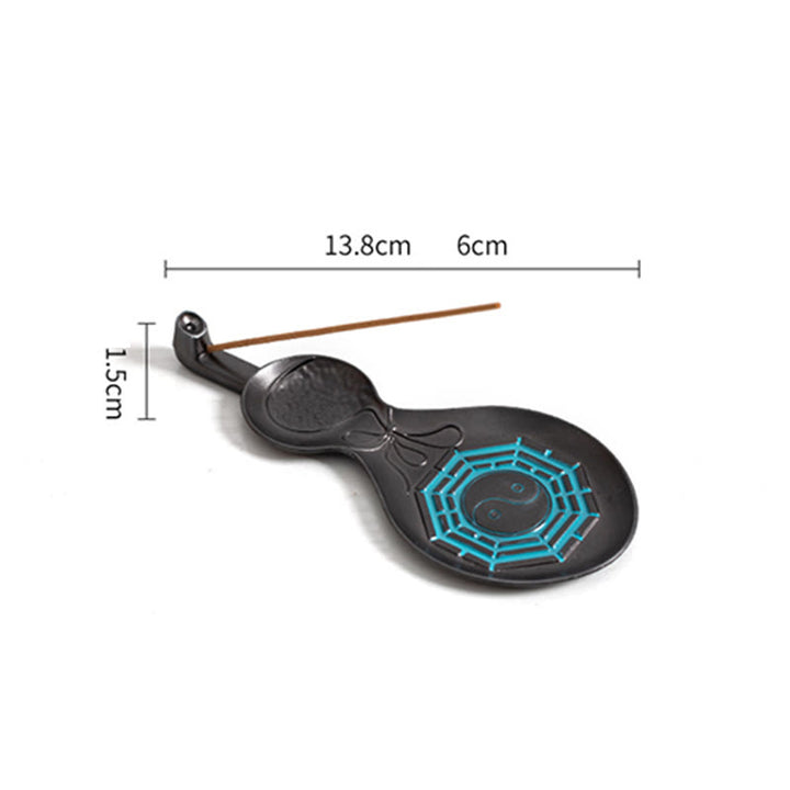 Brûleur d'encens en cuivre avec bénédiction en forme de gourde Yin Yang Bagua