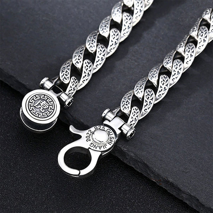 Bracelet énergétique porte-bonheur gravé avec motif floral de la dynastie Tang et Buddha Stones
