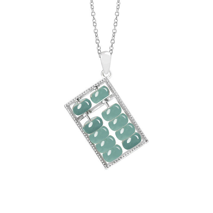 Collier pendentif en argent sterling 925 avec Buddha Stones et jade naturel à motif boulier