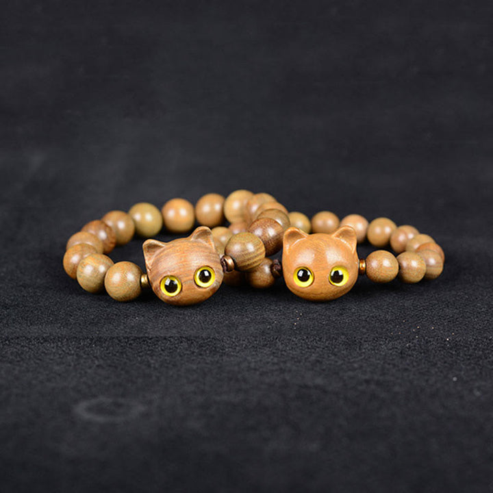 Bracelet d'équilibre en forme de chat avec Buddha Stones en bois d'ébène, bois de santal vert et bois de santal rouge - image 7