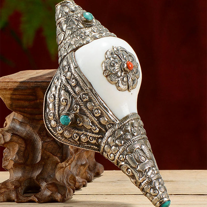Coquillage de conque tibétain naturel Shankha, décoration porte-bonheur pour la maison - image 13