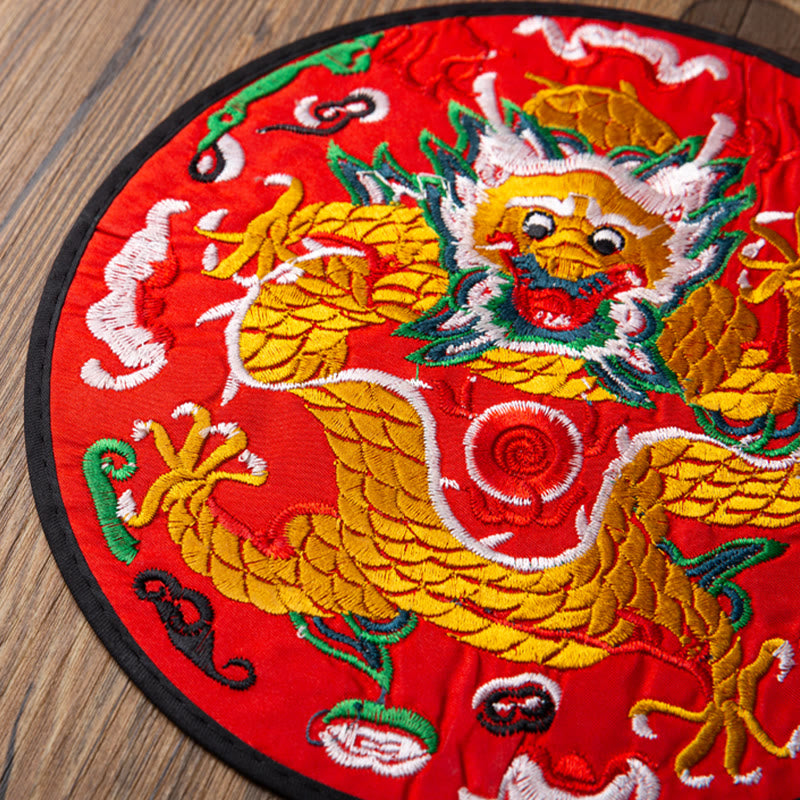Dessous de verre brodé Buddha Stones Dragon pour tasse à thé, dessous de verre pour tasse à thé Kung Fu