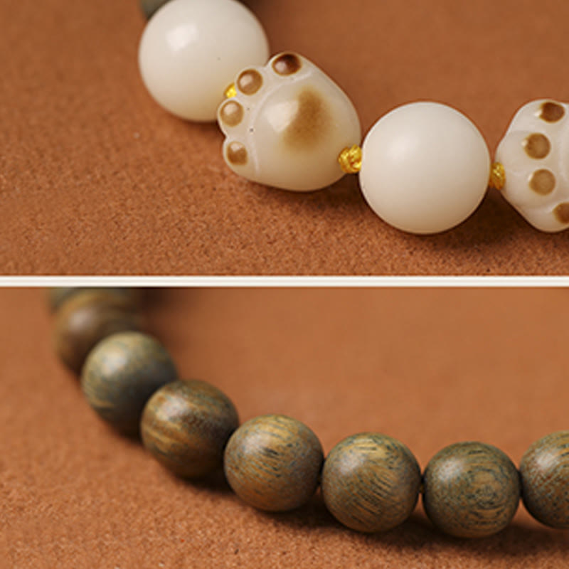 Bracelet de guérison en Buddha Stones de chat et pattes de chat en bois de santal vert naturel et graines de Bodhi - image 8