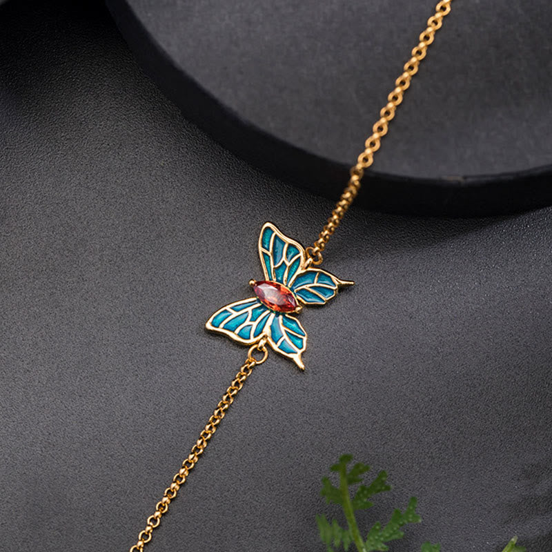 Bracelet chaîne d'amour en argent sterling 925 avec papillon et zircons Buddha Stones - image 3