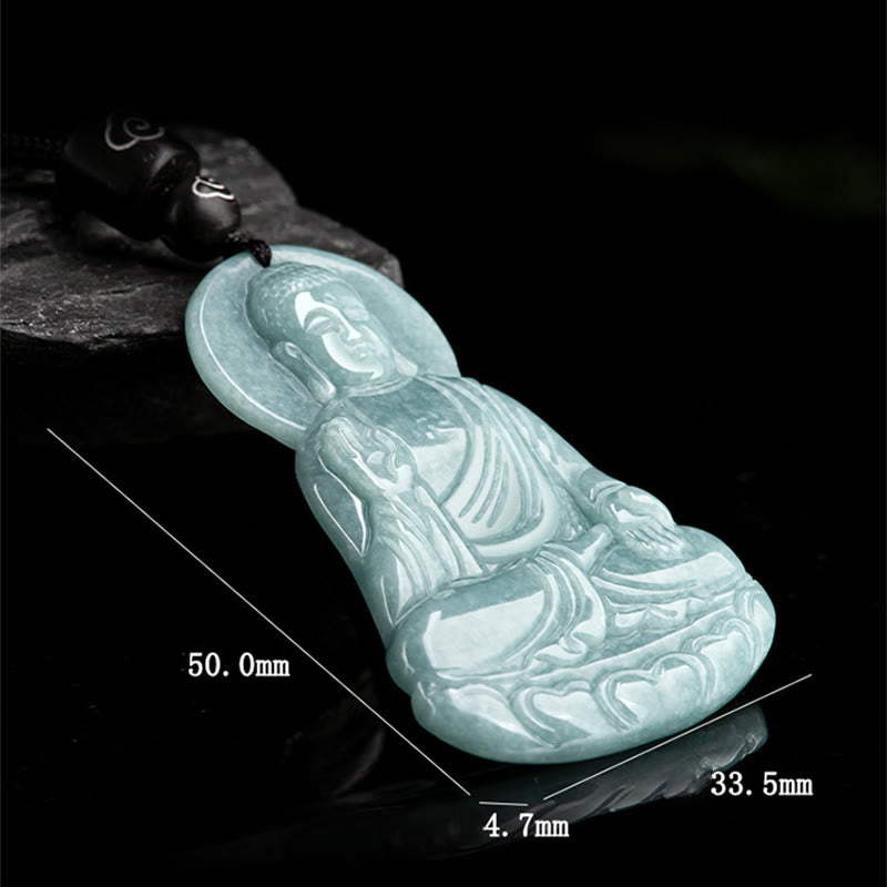 Collier pendentif en Buddha Stones Amitabha en jade naturel avec amulette de lotus et chaîne de compassion - image 9