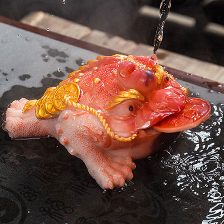 Buddha Stones changeantes de couleur FengShui richesse grenouille porte-bonheur pièce de cuivre thé animal de compagnie figurine en résine décoration