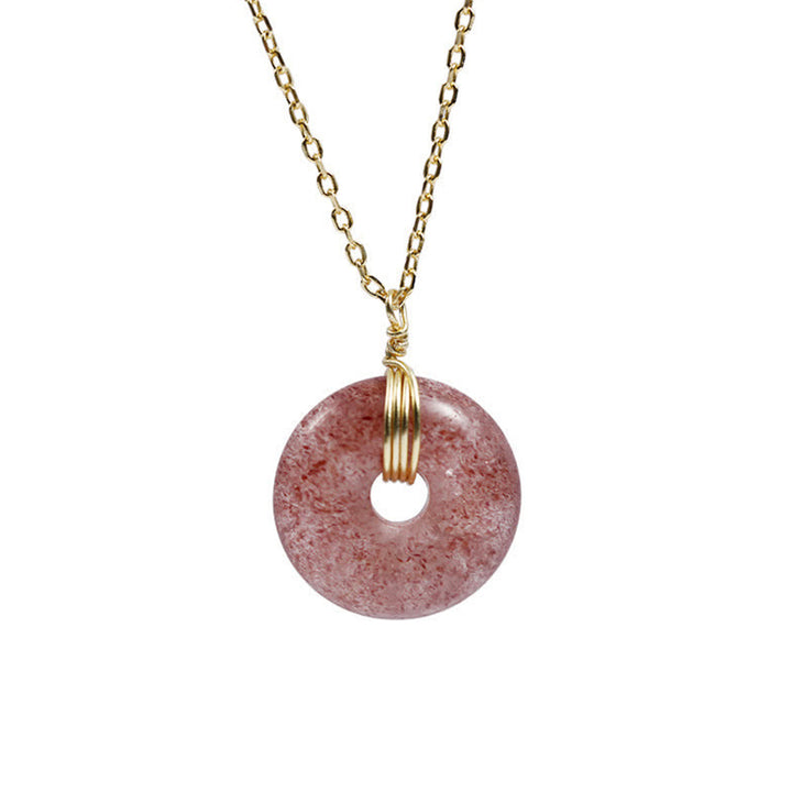 Collier de guérison positif en argent sterling 925 avec quartz fraise et pierres de Buddha Stones