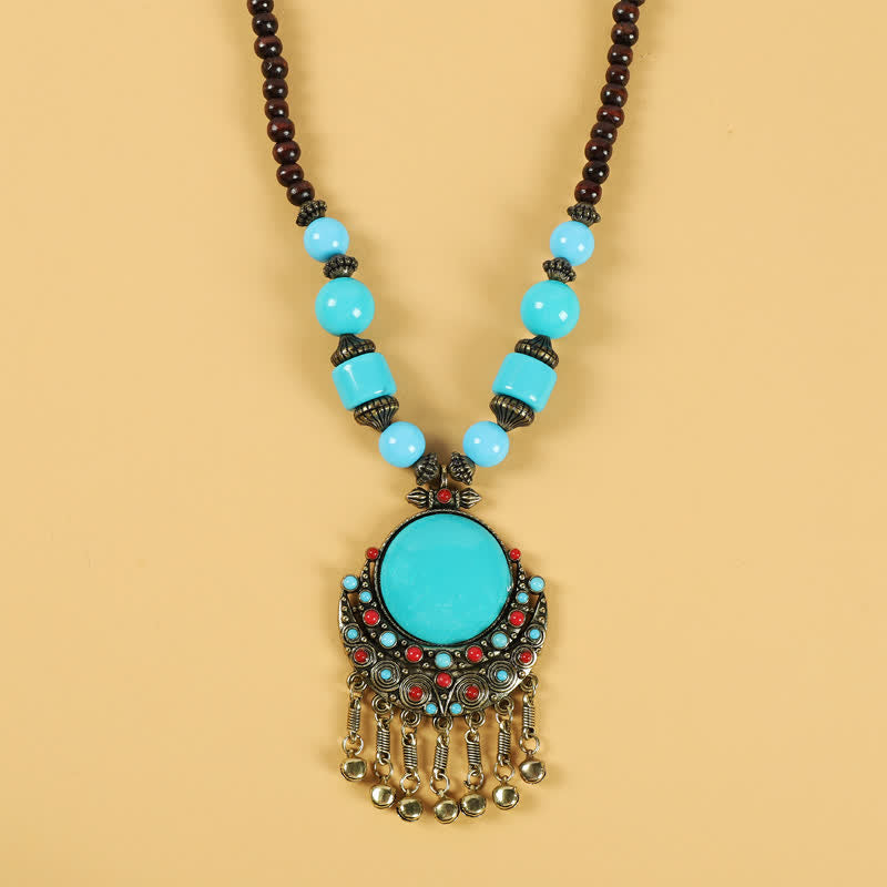 Accessoires pour cheveux avec pompons en perles rétro tibétaines - Soleil Lune Bleu - image 5