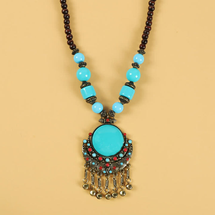 Accessoires pour cheveux avec pompons en perles rétro tibétaines - Soleil Lune Bleu - image 5