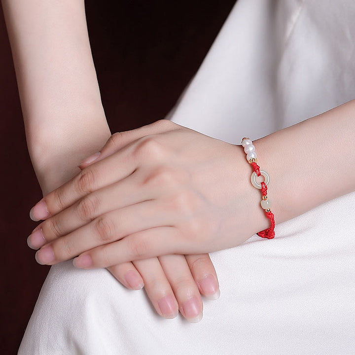 Bracelet porte-bonheur en perles de jade Hetian plaqué or en argent sterling 925 Buddha Stones - image 4