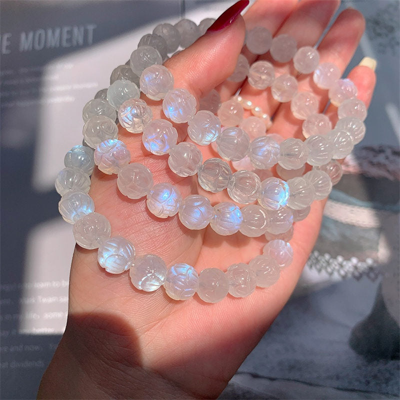 Bracelet Lotus Love en pierre de lune naturelle de Buddha Stones - image 2