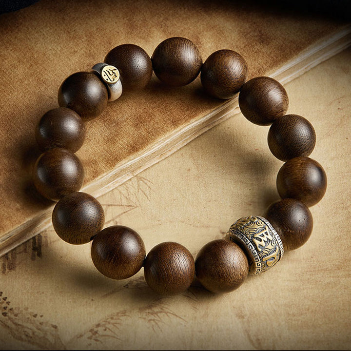 Bracelet en argent sterling 925 Buddha Stones et zodiaque chinois, Bouddha du Kalimantan, bois d'agar, Om Mani Padme Hum