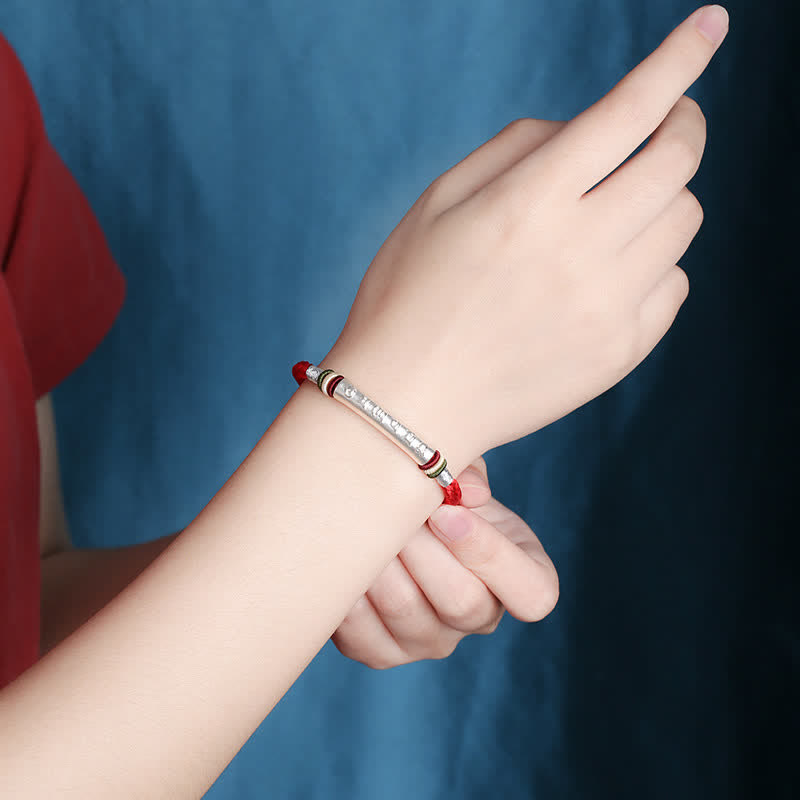 Bracelet en argent sterling 999 avec Buddha Stones Om Mani Padme Hum et force de protection