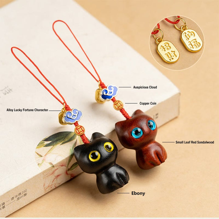 Porte-clés de protection en bois de santal rouge et ébène avec petites feuilles de Buddha Stones, porte-clés pour téléphone, décoration à suspendre - image 14