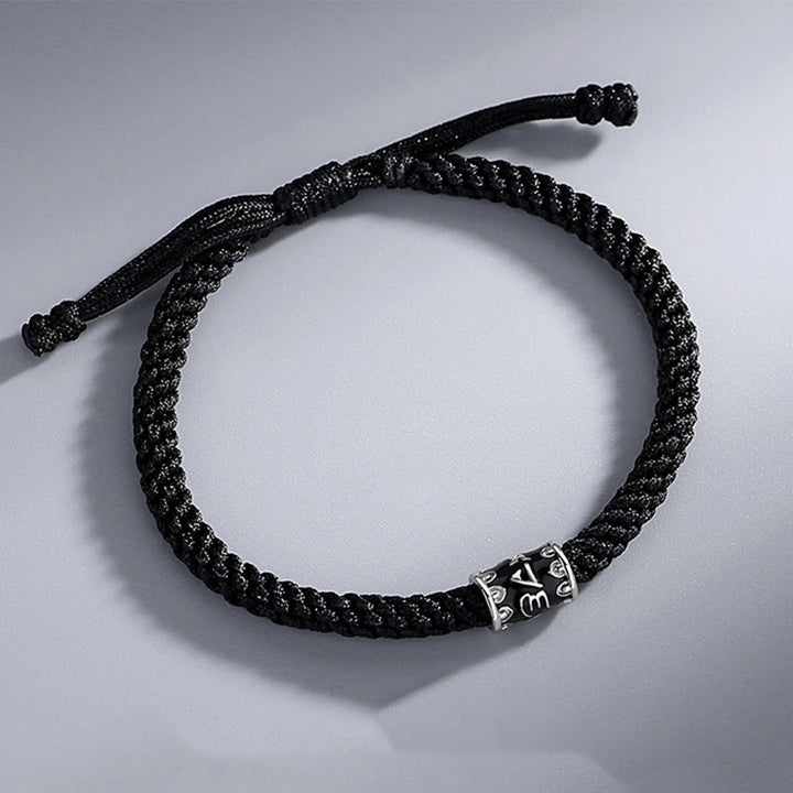 Bracelet tressé en argent sterling 925 Buddha Stones Om Mani Padme Hum Peace - image 2